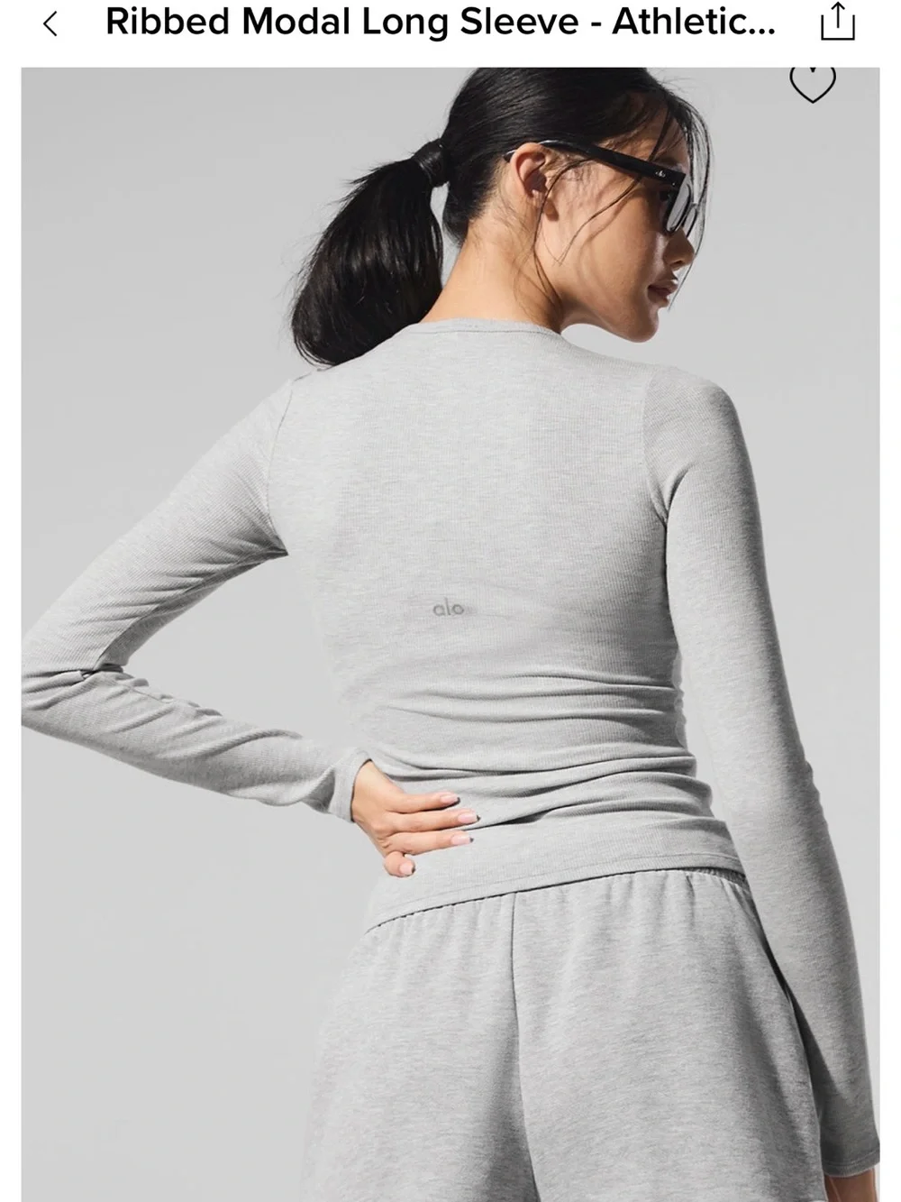 ALO Yoga Light Gray Ribbed Long Sleeve Crew